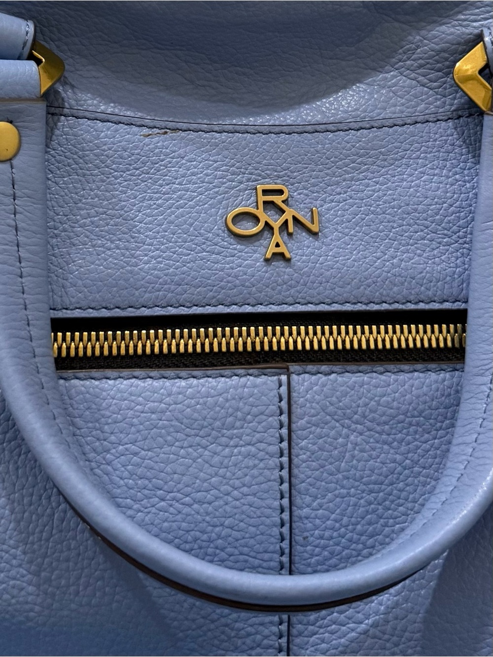 OrYANY Sarah Periwinkle Sky Blue Pebbled Leather Braided Satchel Crossbody Bag - Picture 10 of 16